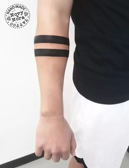 Bold Black Inked Two Lines Tattoo