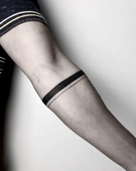 Bold and Black Thick and Thin Two Lines Tattoo