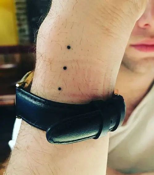 Bold and Dark Three Dots Wrist Tattoo