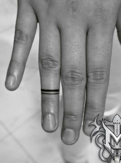 Bold and Thin Two Line Ring Style Tattoo