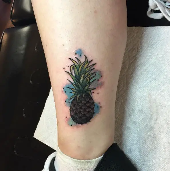 Brown Colored Pineapple Tattoo