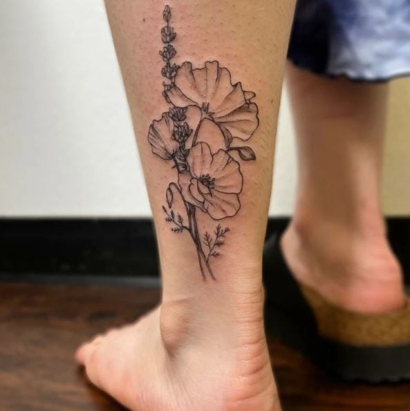 California Poppy and Lavender Tattoo