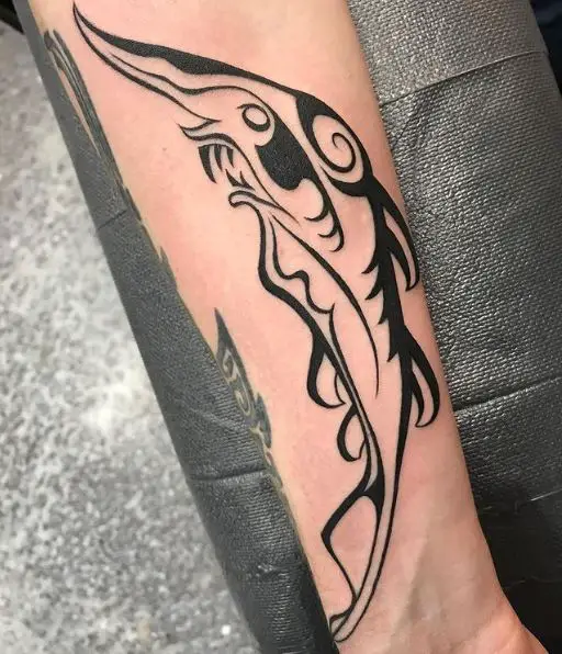 Clean Black Tribal Shark Tattoo