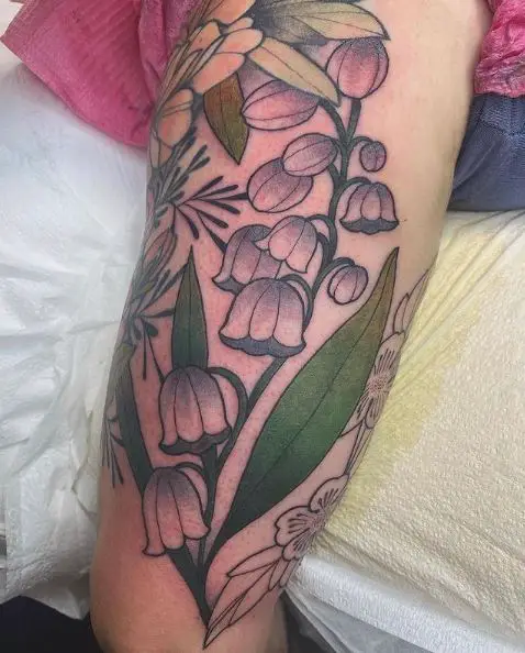 Colored Large Lily of the Valley Tattoo Piece