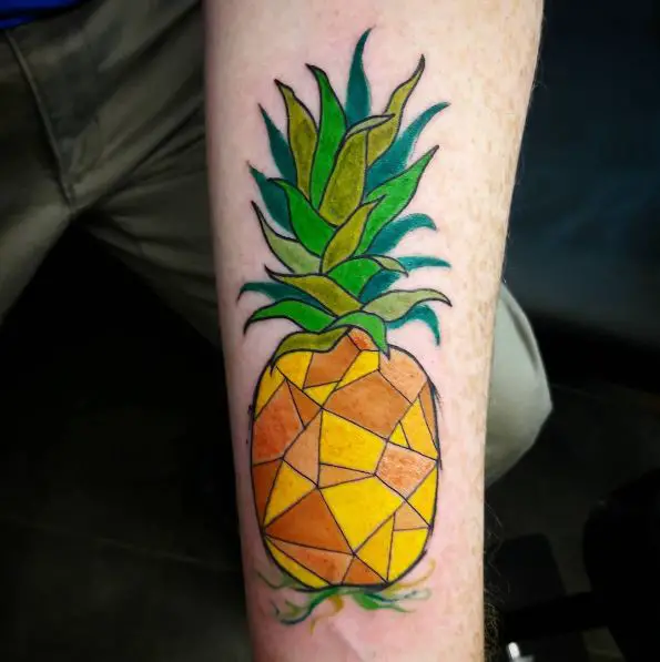 Colorful Geometric Pineapple Tattoo