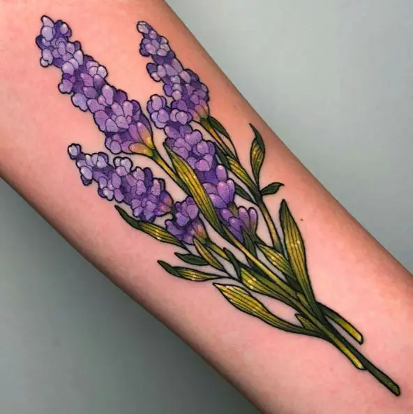 Crowded Lavender Petal Forearm Tattoo Piece