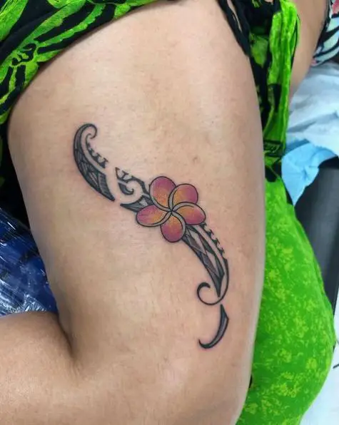 Custom Feminine Hibiscus Tribal Tattoo