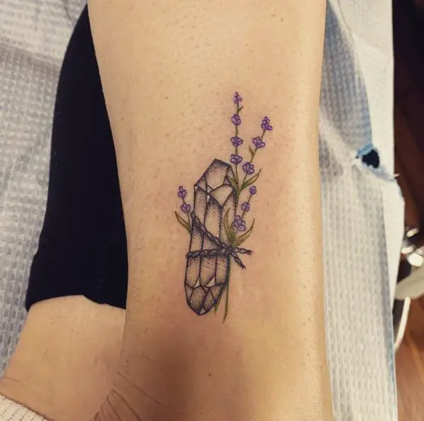 Cut Little Crystal and Lavender Tattoo