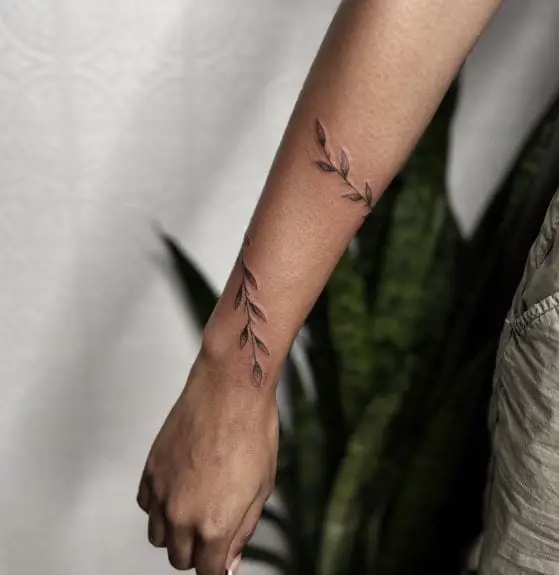 Dainty Freehand Vine Wrap Tattoo