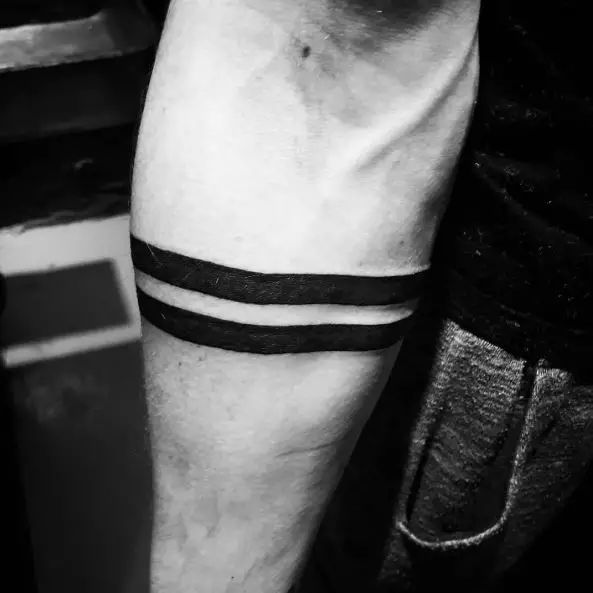 Dark Black Thick Two Lines Hand Tattoo