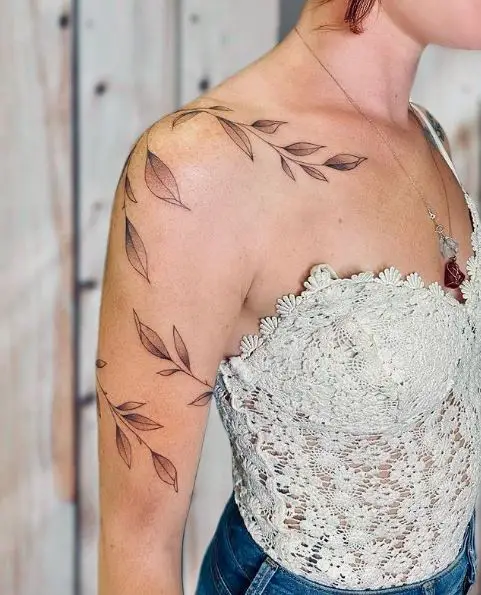 Delicate Lines and Shade Vine Wrap Tattoo