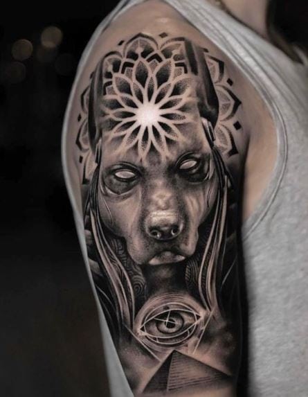 Egyptian and Mandala Arm Tattoo