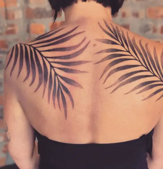 Fern Leaves Back Tattoo Piece