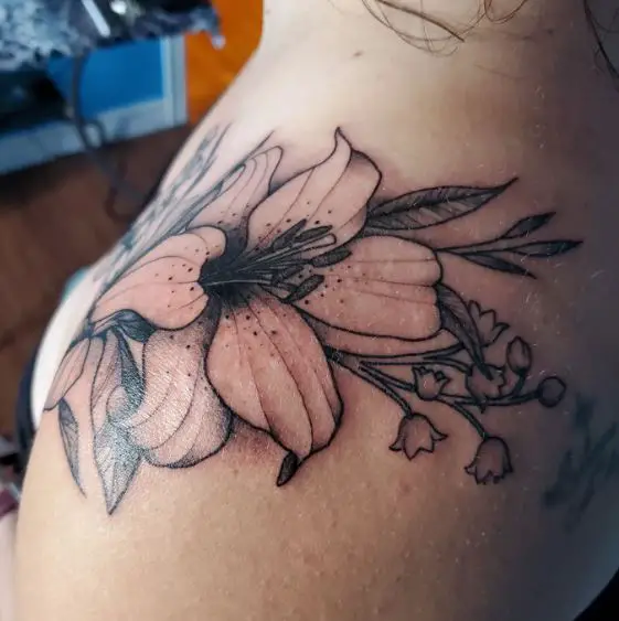 Floral Bunch Shoulder Tattoo Piece