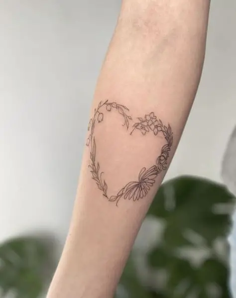 Floral Heart Forearm Tattoo Piece