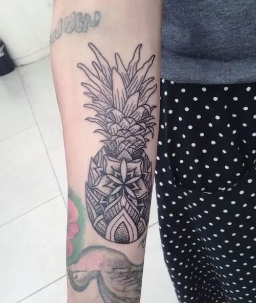 Floral Patterned Pineapple Tattoo