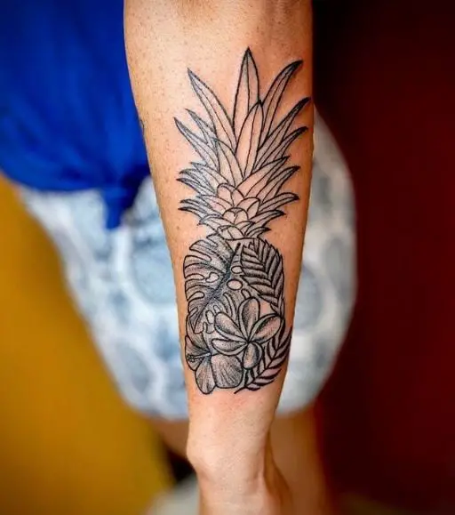 Floral Pineapple Tattoo on Hands