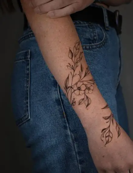 Floral Wraparound Forearm Tattoo Piece
