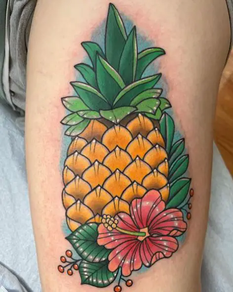 Flower and Pineapple Tattoo