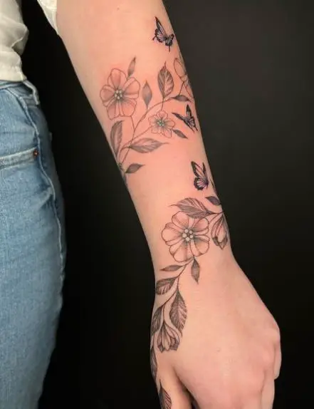 Flowers Vine Forearm Tattoo