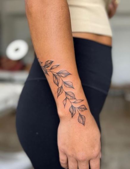 Freehand Leafy Vine Tattoo