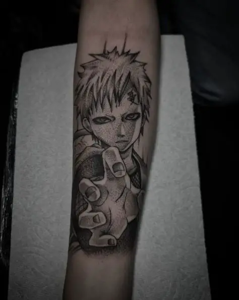 Gaara Anime Forearm Tattoo