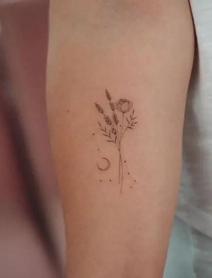 Gemini Birth Sign with Lavender Tattoo