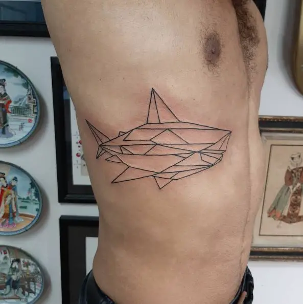 Geometric Shark Tattoo on Ribs