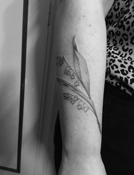 Grayscale Lily of the Valley Florals Tattoo Piece