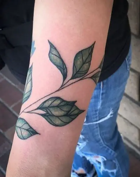 Green Leaf Wraparound Tattoo