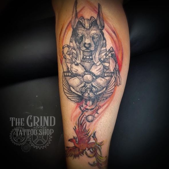 Grey Anubis Tattoo Piece