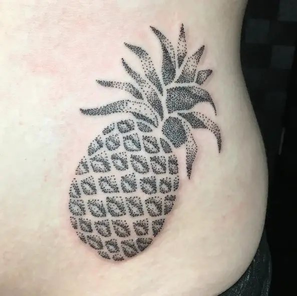 Grey Dotted Pineapple Tattoo