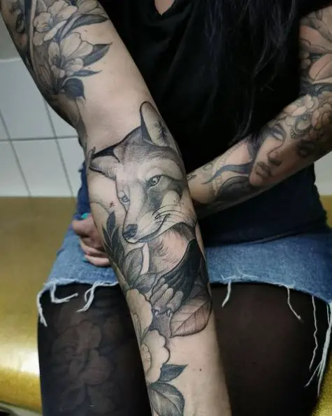 Grey Fox Forearm Tattoo Piece