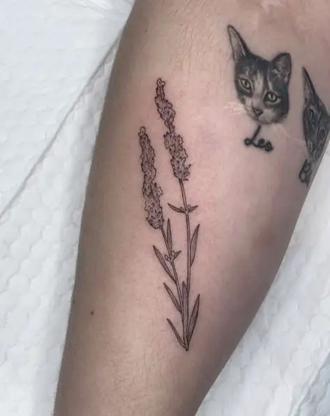 Greyscale Lavender Tattoo Piece