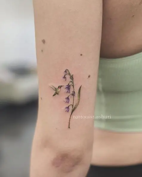 Hummingbird and Lily of the Valley Tattoo