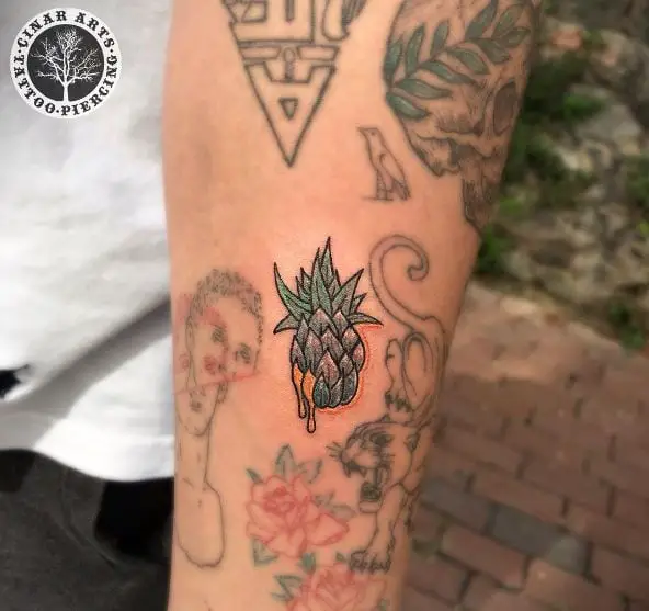 Juicy Dripping Pineapple Tattoo