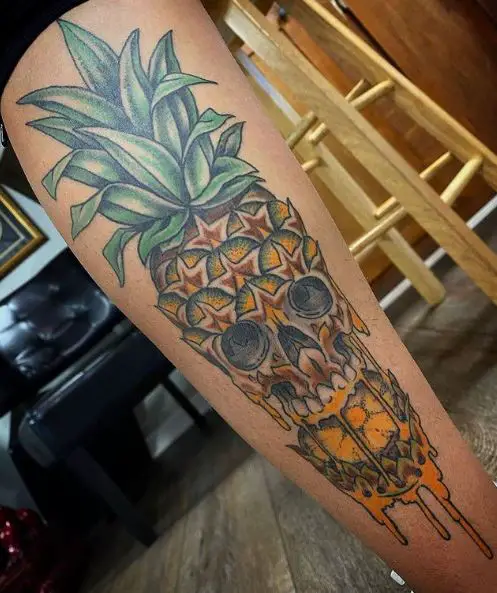 Juicy Pineapple Skull Tattoo Piece