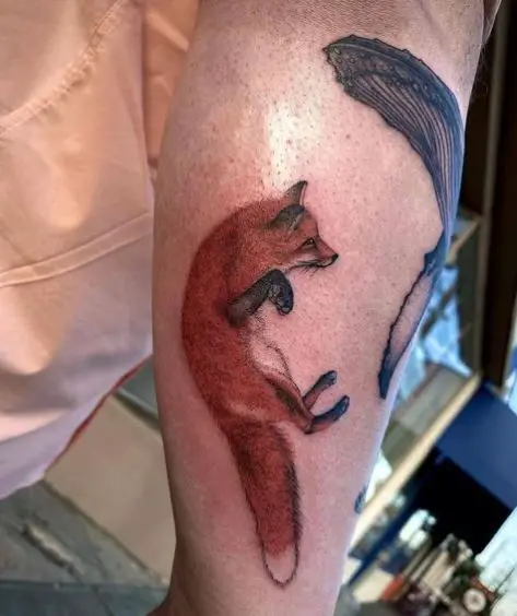 Jumping Red Fox Tattoo Piece