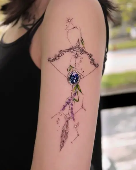 Lavender Tattoo with Constellations and Jewels