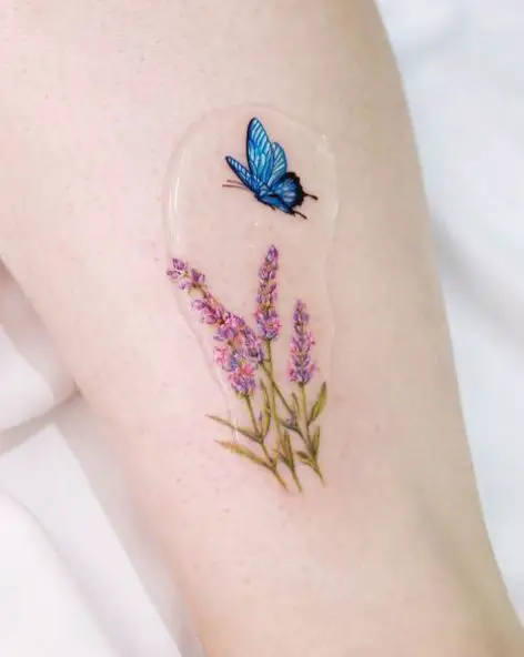 Lavender and Blue Butterfly Tattoo