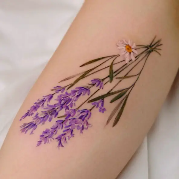 Lavender and Daisy Tattoo