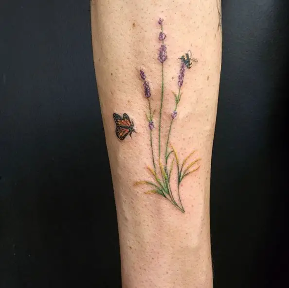 Lavender and Monarch Butterfly Tattoo Piece