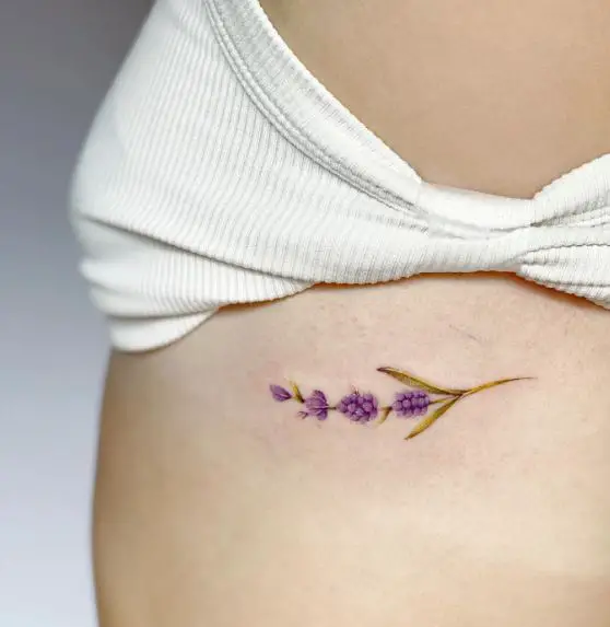Lavenders and Bluebells Ribs Tattoo