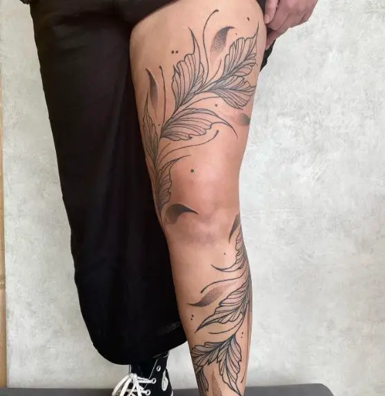 Leaf Vine Leg Wrap Tattoo