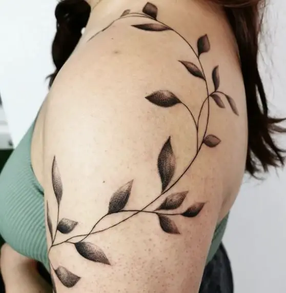 Leafy Vine Tattoo on Shoulder to Arm