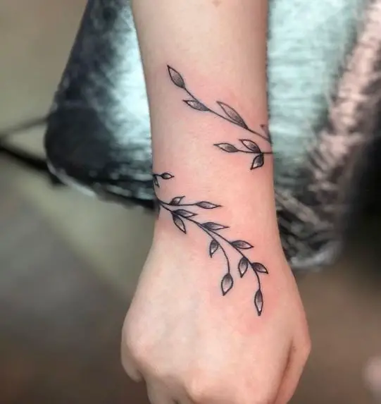 Leafy Vine Wraparound Wrist Tattoo