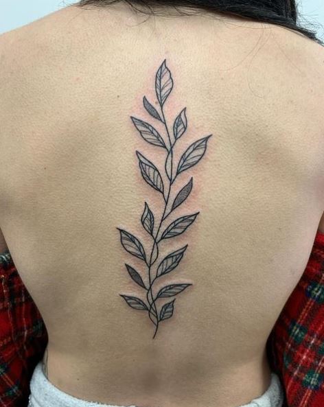 Leaves Vine Tattoo Piece Along the Spine