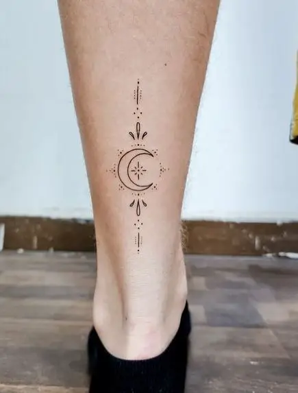 Leg Tattoo Of Crescent Moon