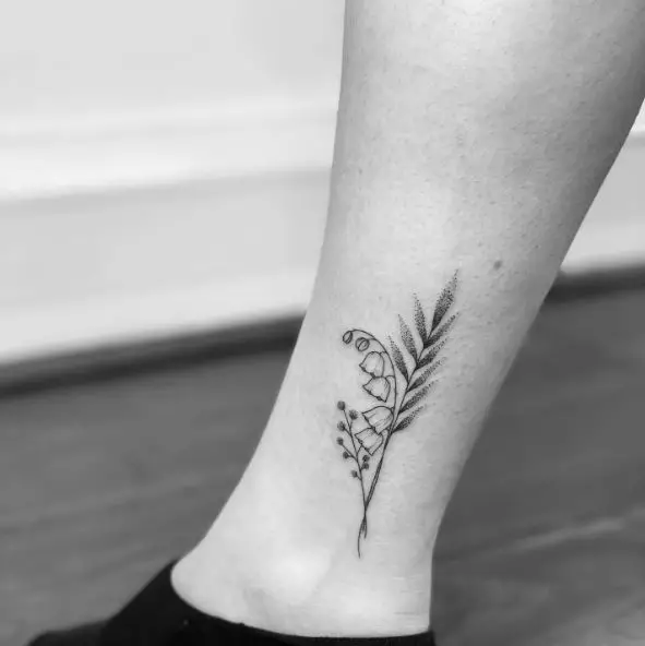 Lily and Leaves Botanical Tattoo