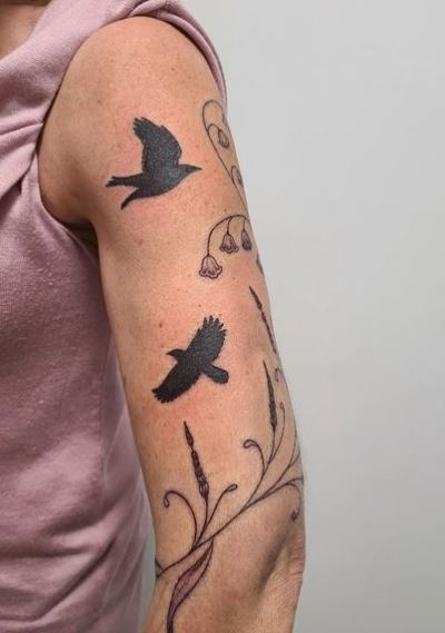 Lily of the Valley and Crows Tattoo